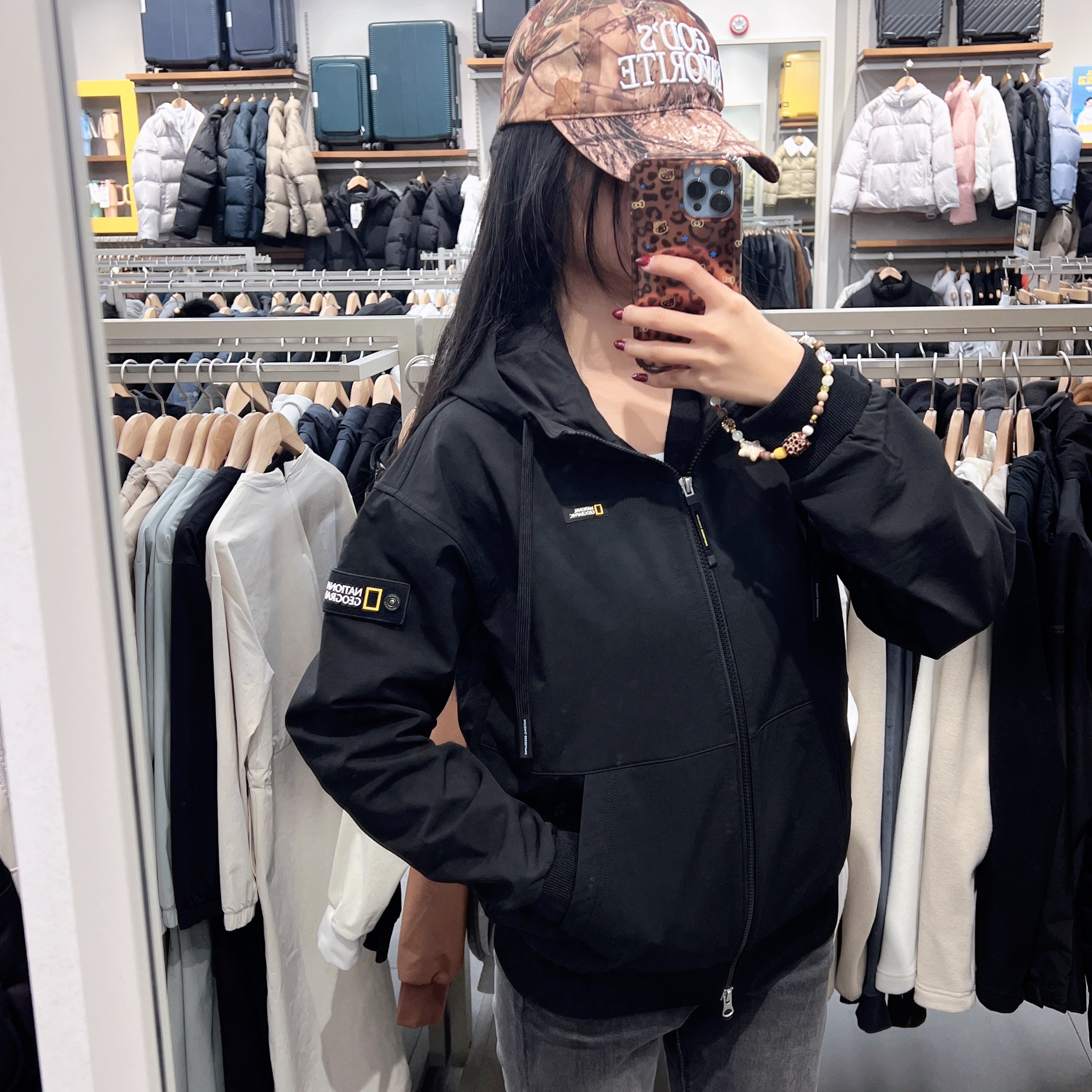 韓國 National Geographic Archelon Double Warm Fleece Woven Hooded Zip-Up【NG206】