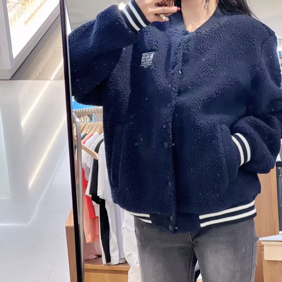 韓國 Marithe Francois Girbaud FLEECE VARSITY JACKET【MF740】