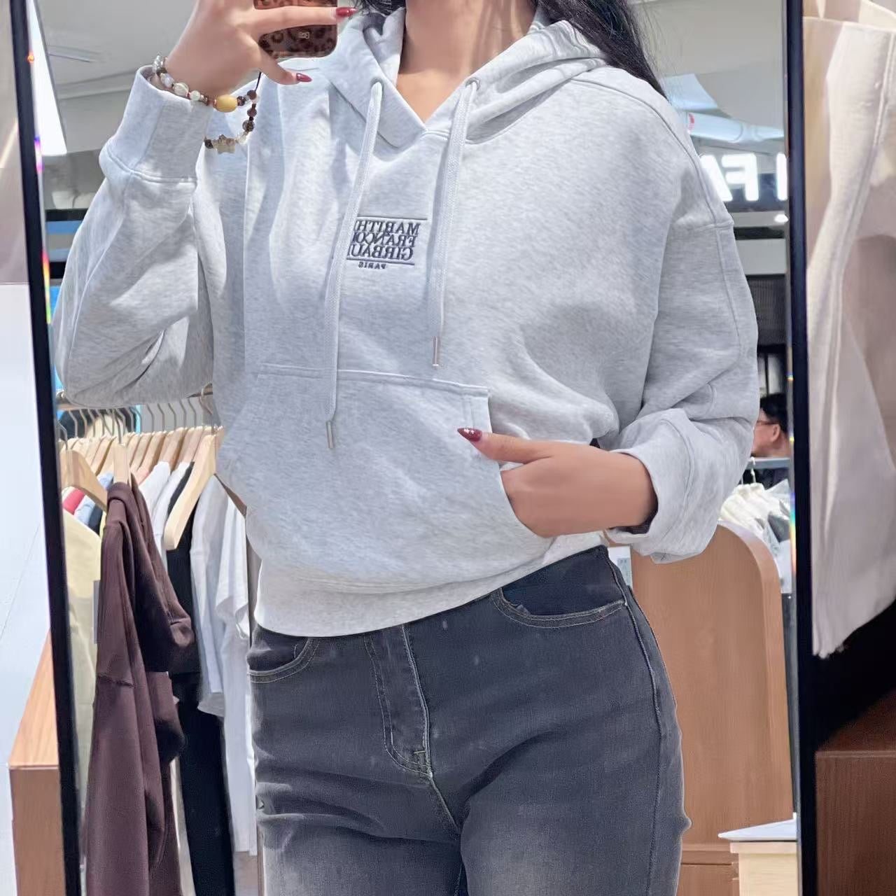 韓國 Marithe Francois Girbaud W Small Classic Logo Crop Hoodie 【MF683】