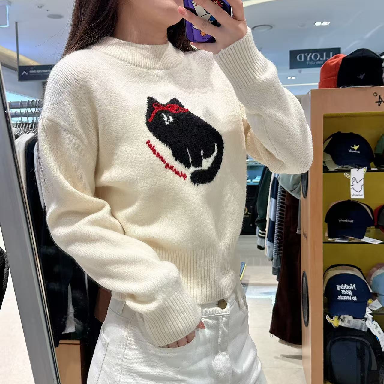 韓國 Mark Gonzales Women's Neko Graphic Knit【MG199】