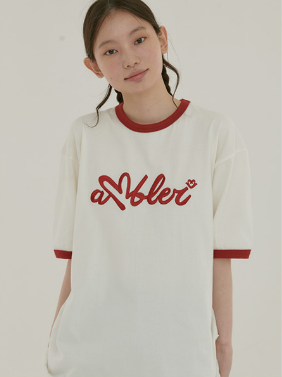 韓國 Ambler Sensitive Embroidery Ringer Short Sleeve T-Shirt【AR103】