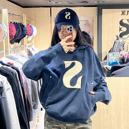 韓國 Satur Rivet Applique Pocket Logo Hoodie【SR228】