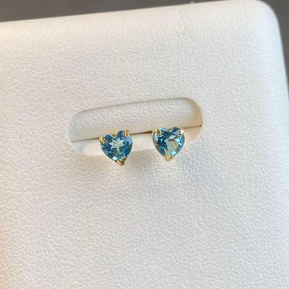 日本直送 天空藍托帕石金耳釘【JS407】