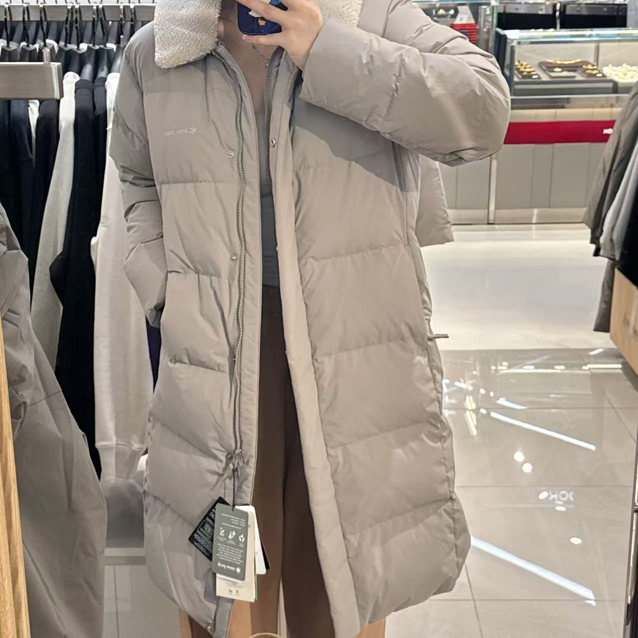 韓國 Snowpeak 女款 Landair Women's Collar Buckle Neck Long Down Jacket (鴨絨)【SN058】