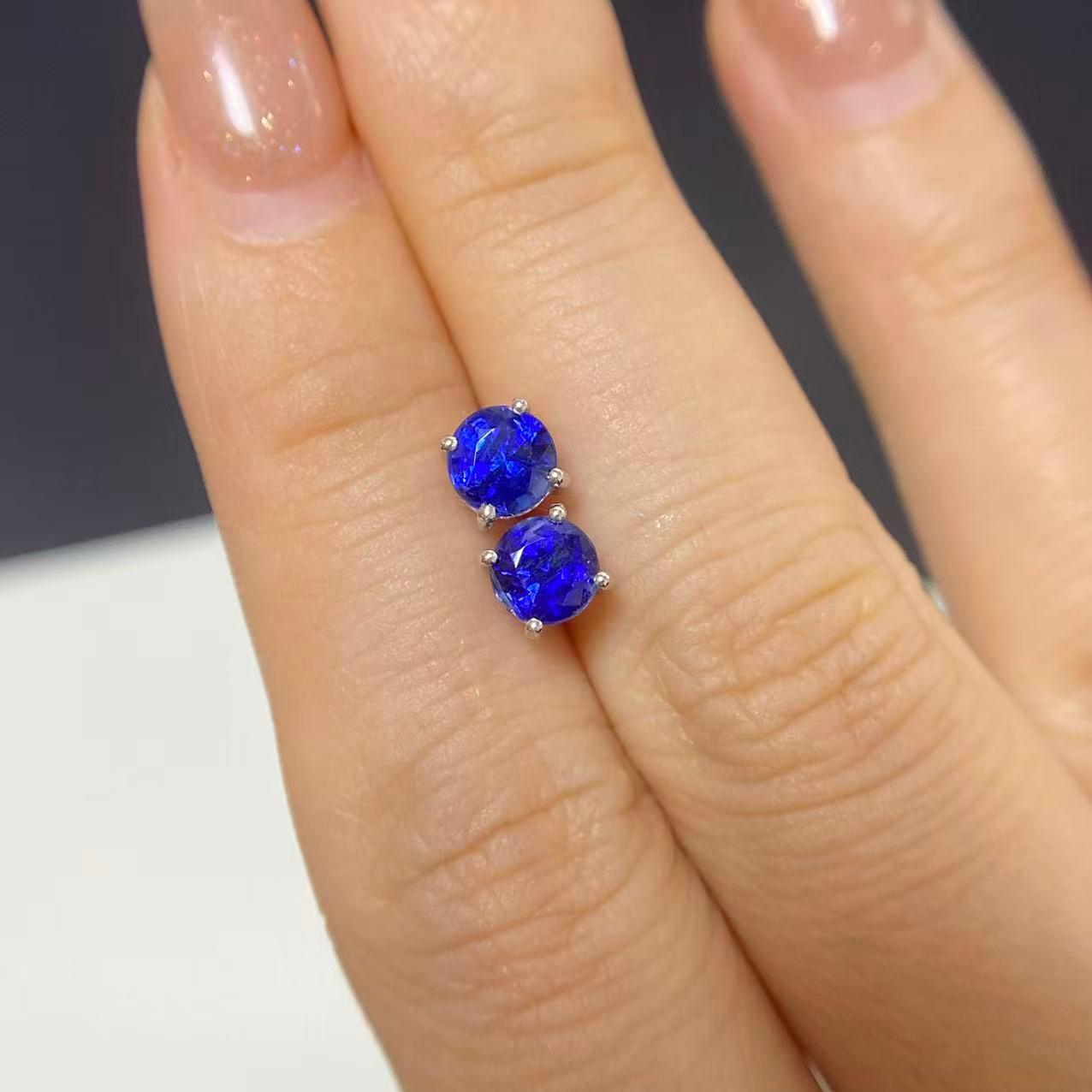 日本直送 銀制藍寶石耳釘【JS350】