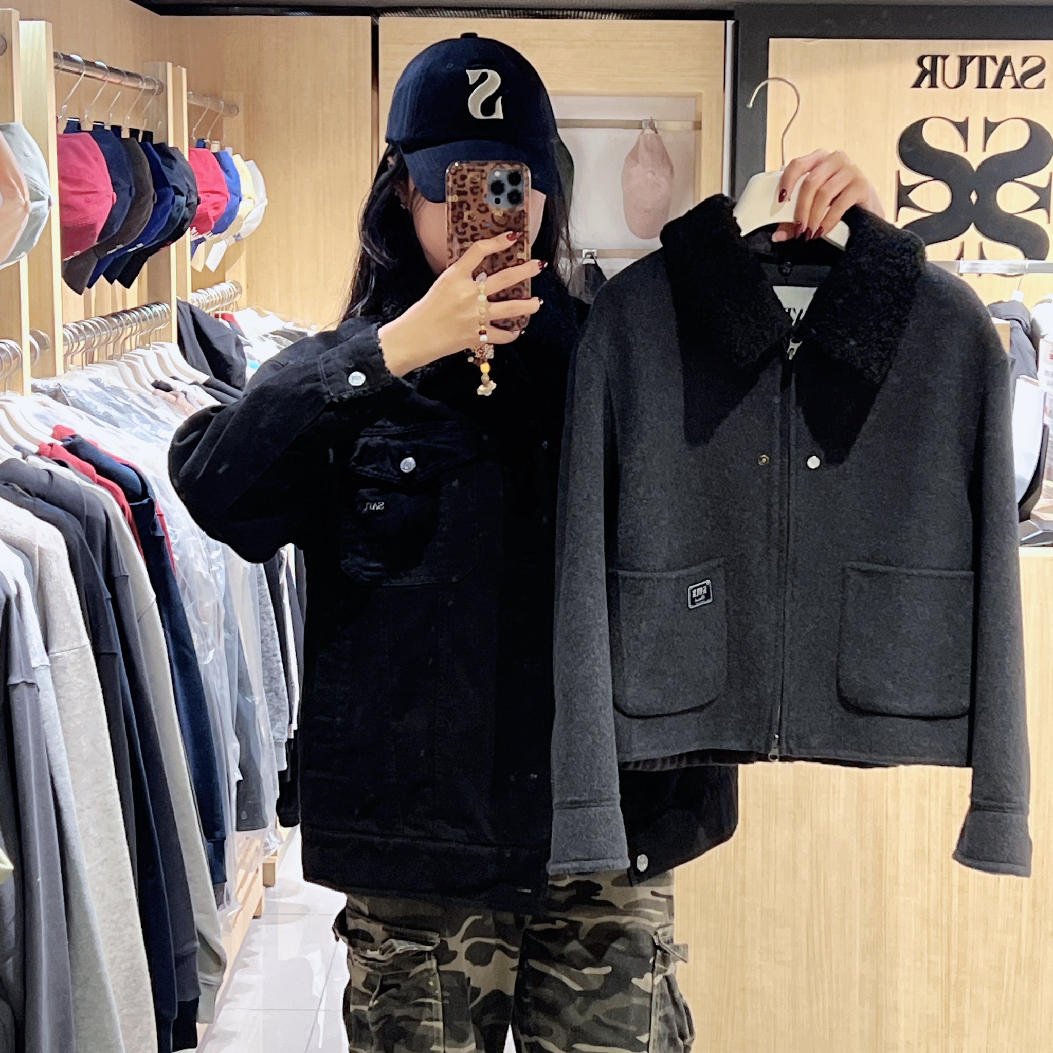 韓國 Satur Women's Shearling Collar Wool Blend Jacket【SR207】