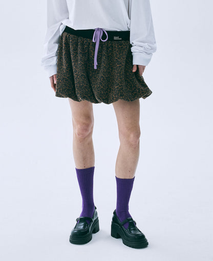 韓國 Mardi Mercredi Fleece Balloon Mini Skirt Leopard【MM184】