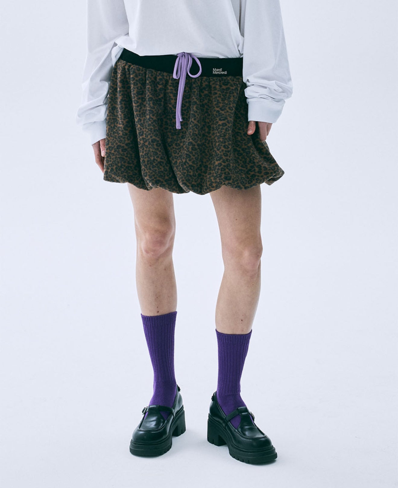 韓國 Mardi Mercredi Fleece Balloon Mini Skirt Leopard【MM184】