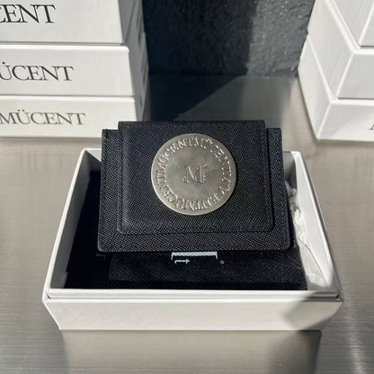 韓國 Mucent Arc Metal Logo Saffiano Accordion Wallet【MU110】