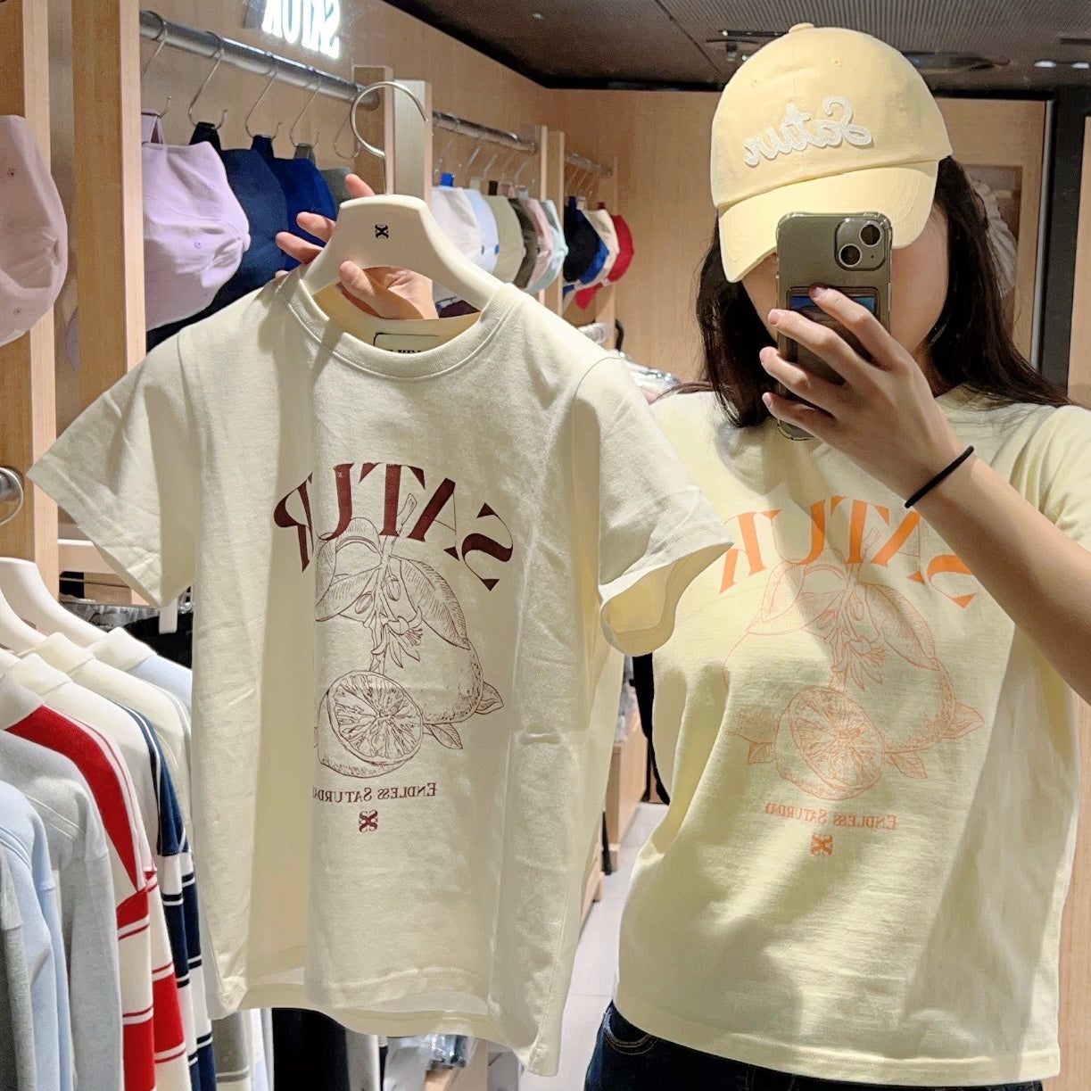 韓國 Satur Capri Citron Drawing Summer Graphic T-Shirt【SR098】