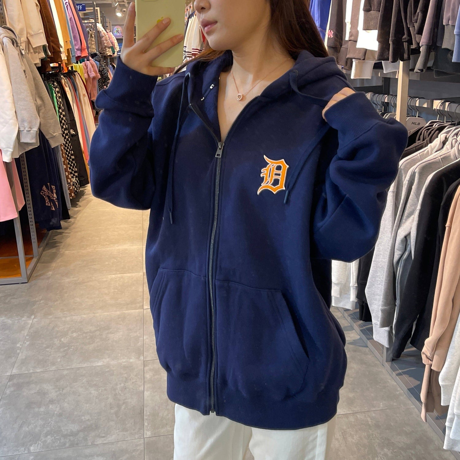 韓國 MLB Basic Big Logo Fleece Hooded Zip-Up 【MB042】 - STT Mall HK 靚太網購