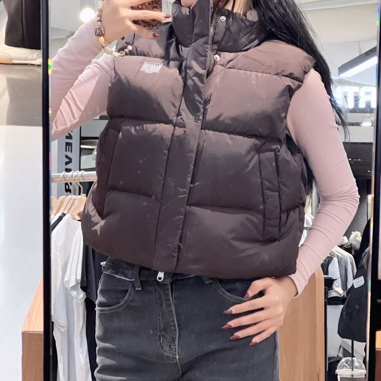 韓國 Marithe Francois Girbaud W Classic Logo Crop Down Vest (鴨絨)【MF761】