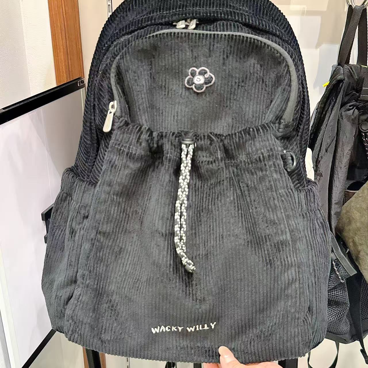 韓國 Wacky Willy Women's Lily Wappen Corduroy Backpack【WW055】