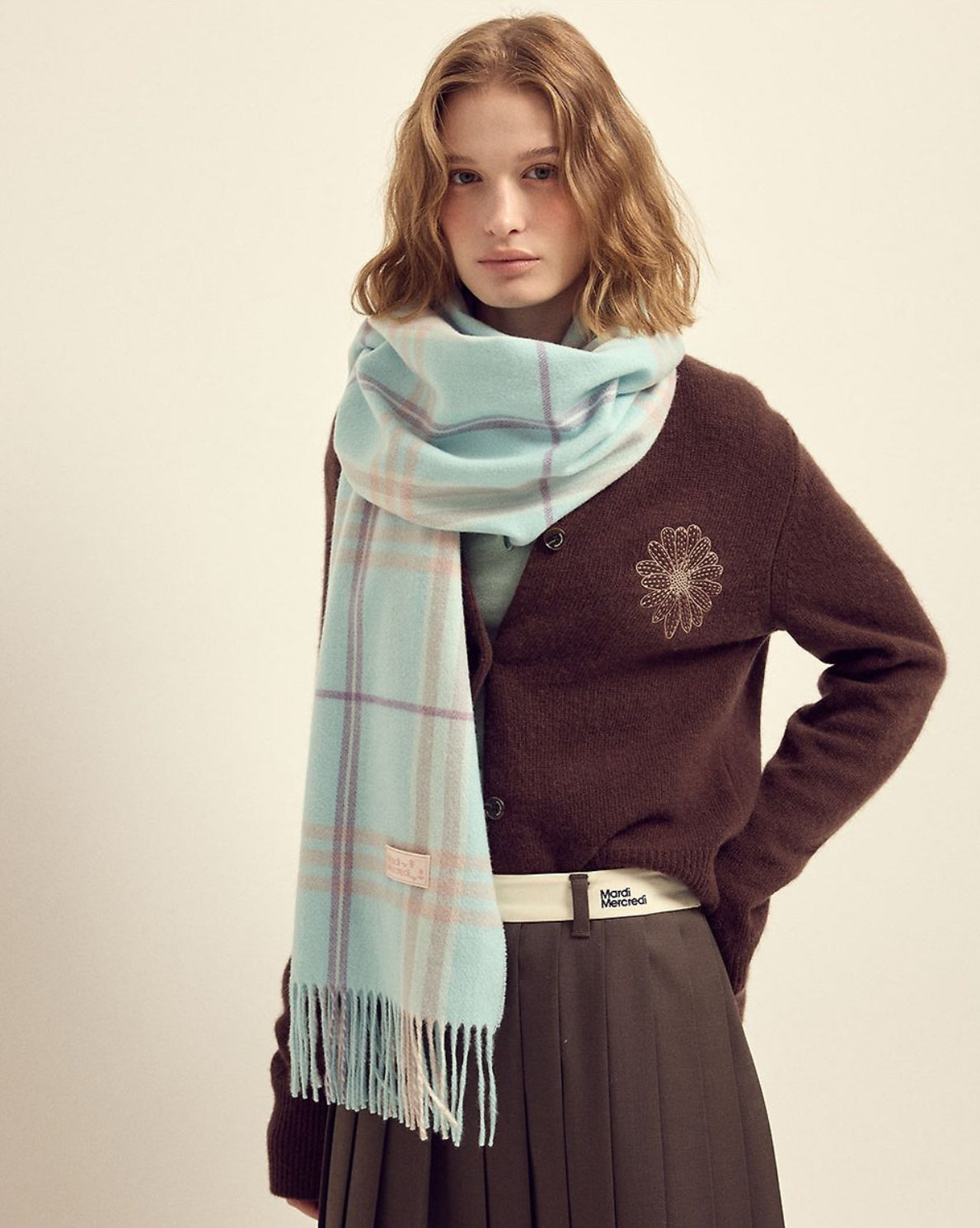 韓國 Mardi Mercredi Les Cadeaux Wool Muffler Check【MM179】