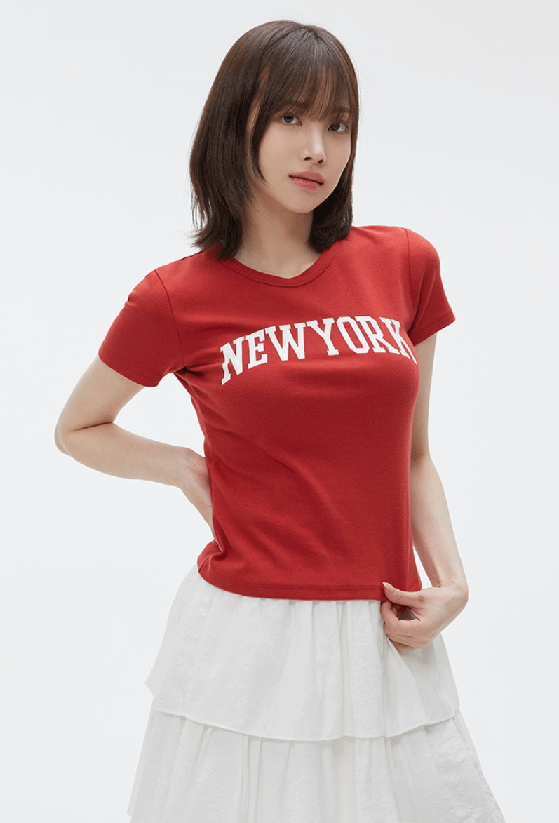 韓國 SPAO NEWYORK Slim Fit Short Sleeve T-Shirt【SP180】