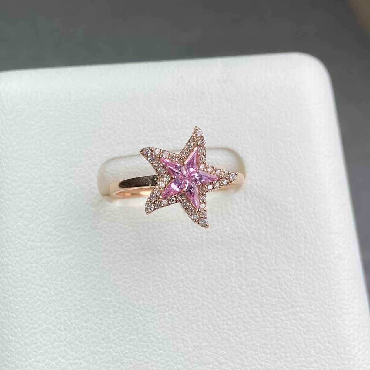 日本直送 粉藍寶海星鑽石戒指【JS379】