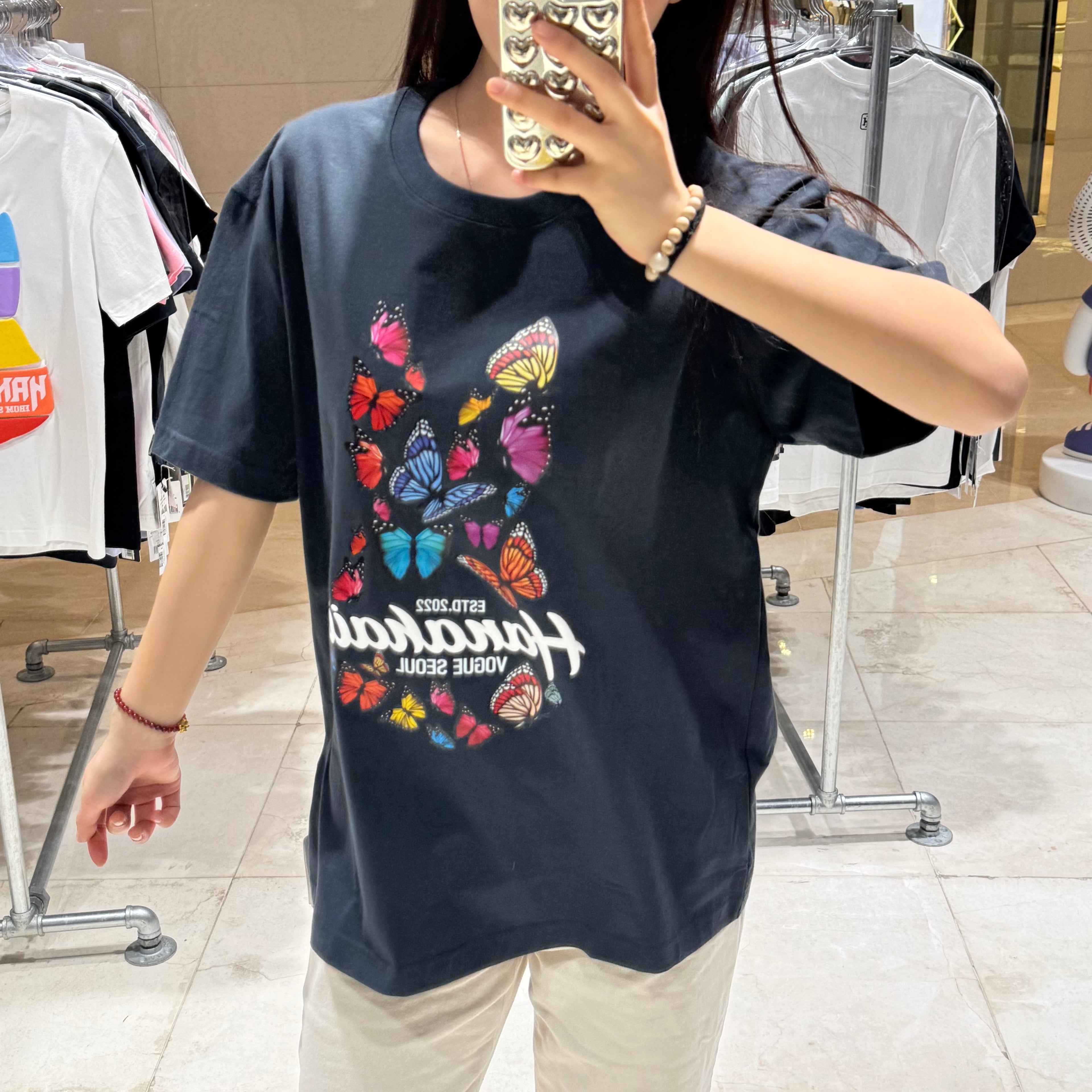 韓國 HANAHAII 蝴蝶圖案 T-shirt【HA024】 - STT Mall HK 靚太網購