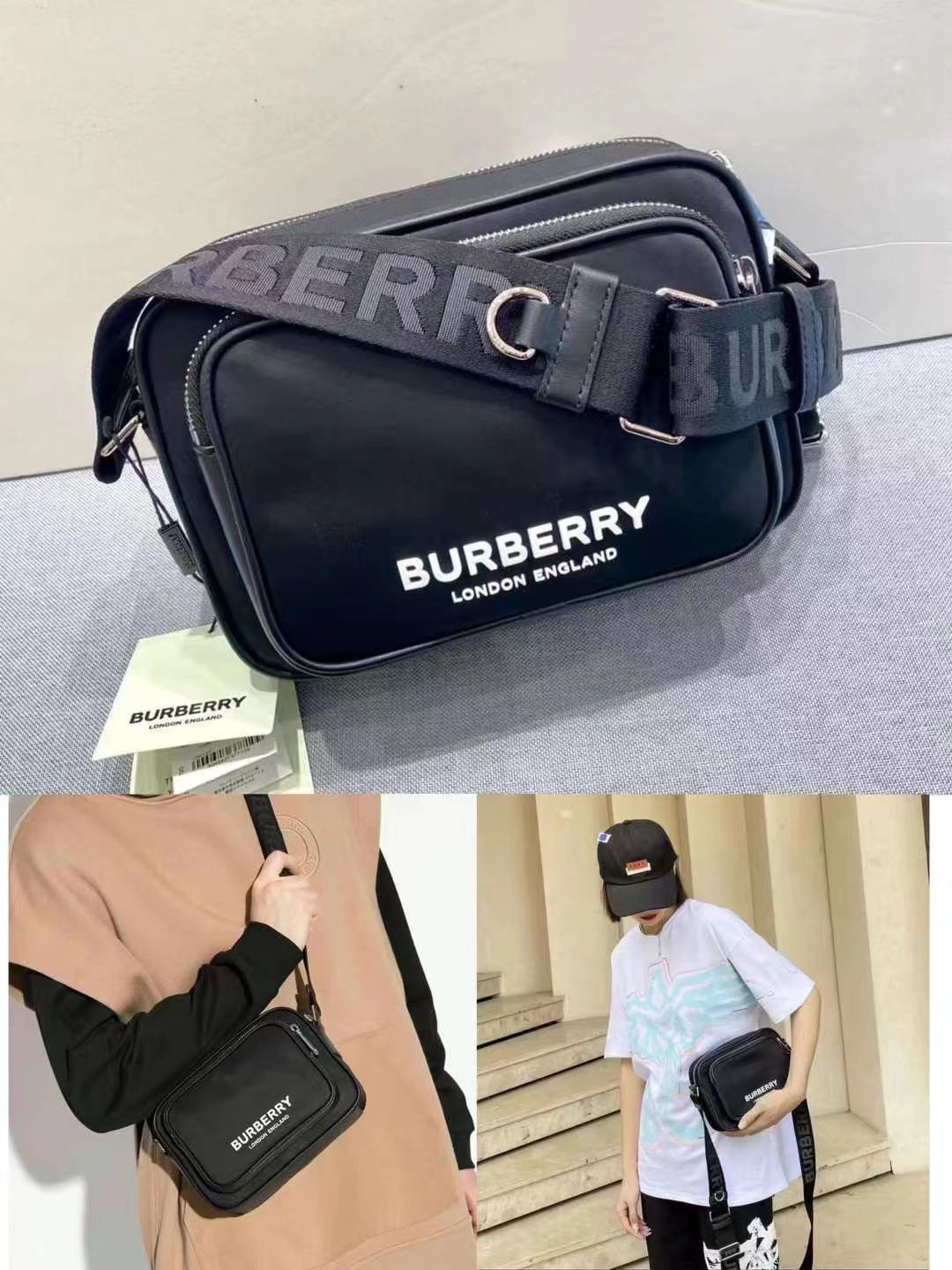 BurberryEconyl Nylon Logo Print Paddy Crossbody Bag 【YS100】