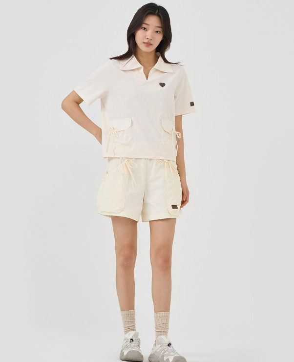 韓國 BBC String Woven Pocket Collar T-Shirt【BC079】