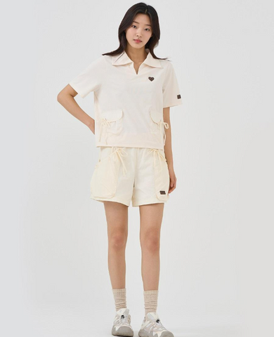 韓國 BBC String Woven Pocket Collar T-Shirt【BC079】