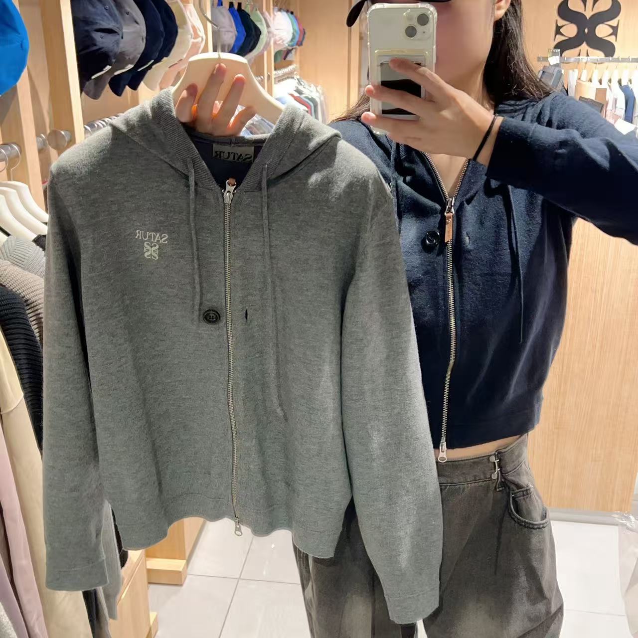 韓國 Satur (W) Classic Knit Hooded Zip-Up【SR138】