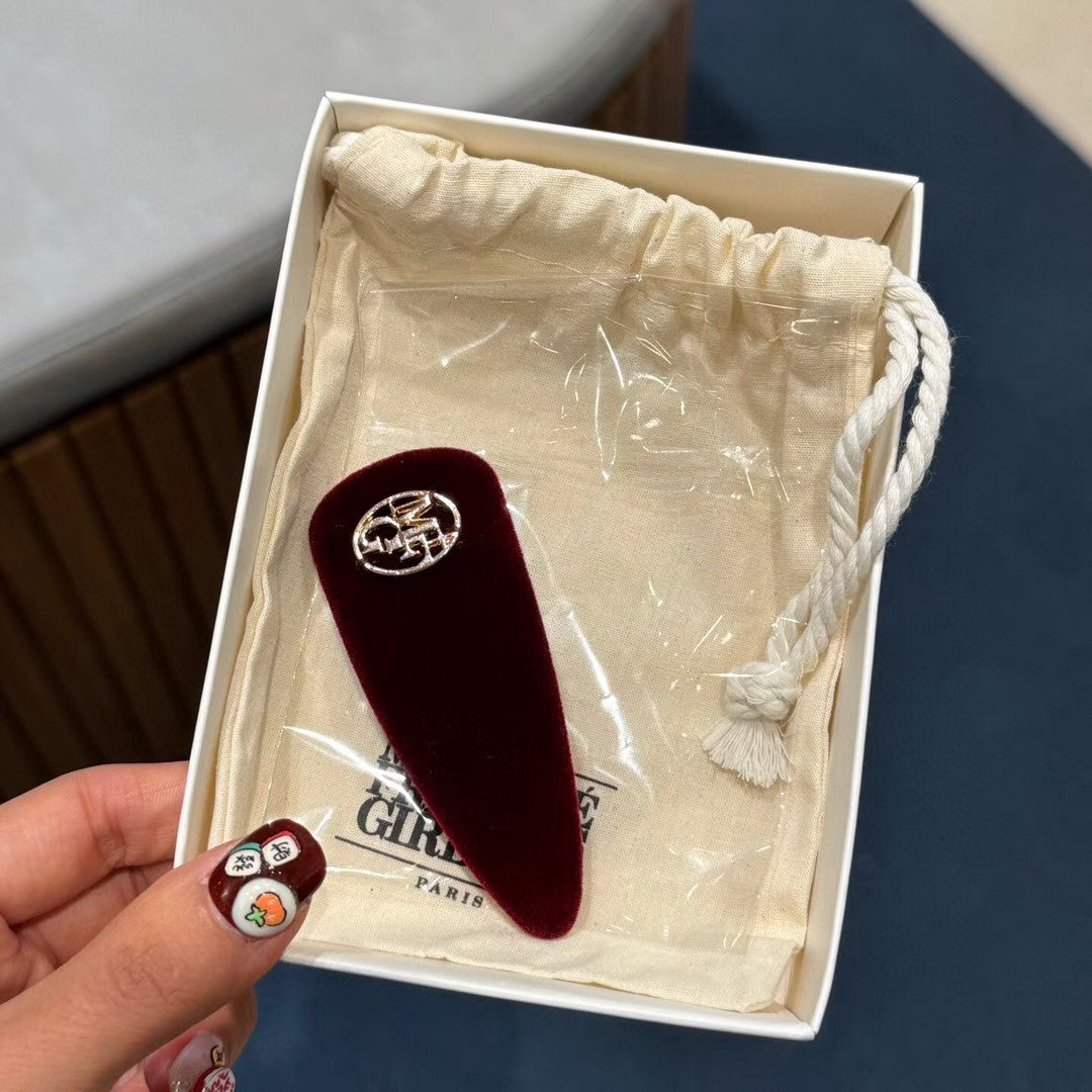 韓國 Marithe Francois Girbaud Circle Logo Velvet Hair Pin【MF732】