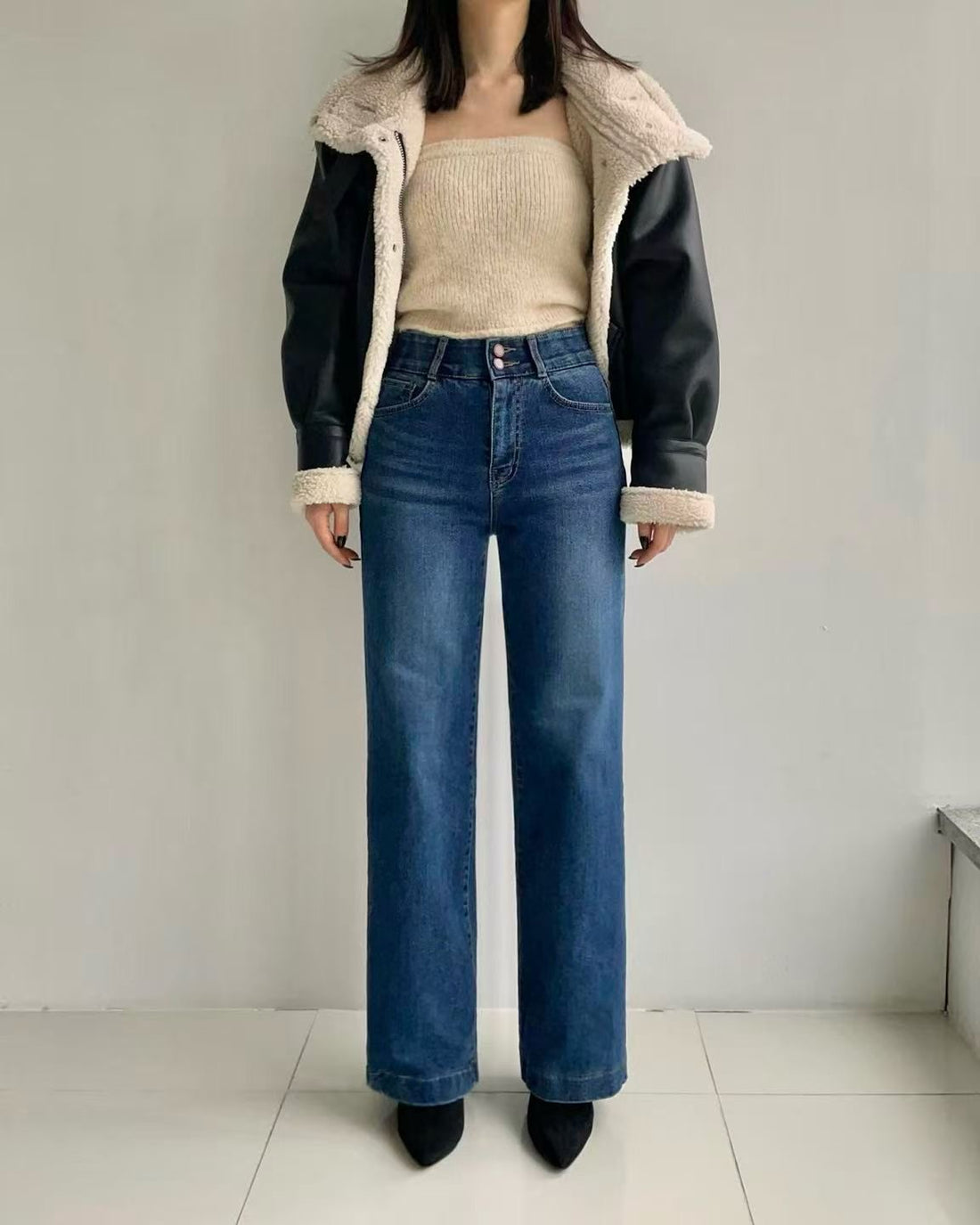 韓國 HowLuk 牛仔褲 刷薄毛  (冬季款)【H2551】