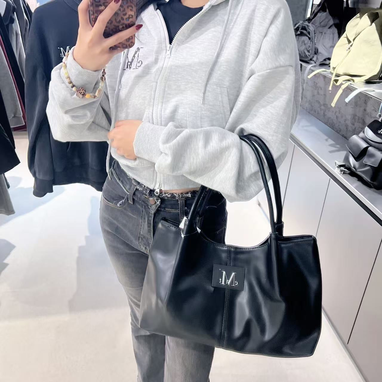 韓國 Mucent Epee Middle Stitch Leather Tote Bag【MU102】