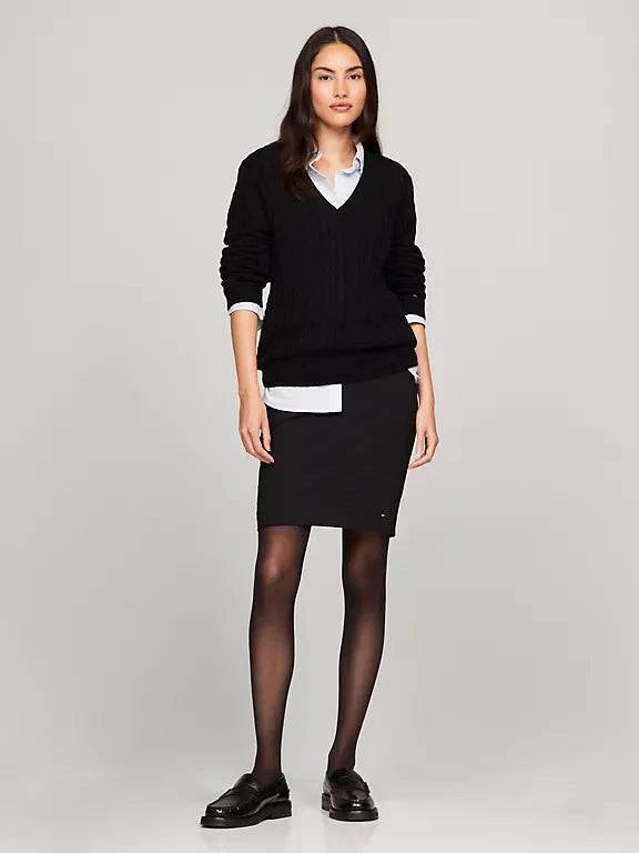 Tommy Hilfiger - Cable Knit Wool-Blend V-Neck Sweater - STT Mall HK 靚太網購