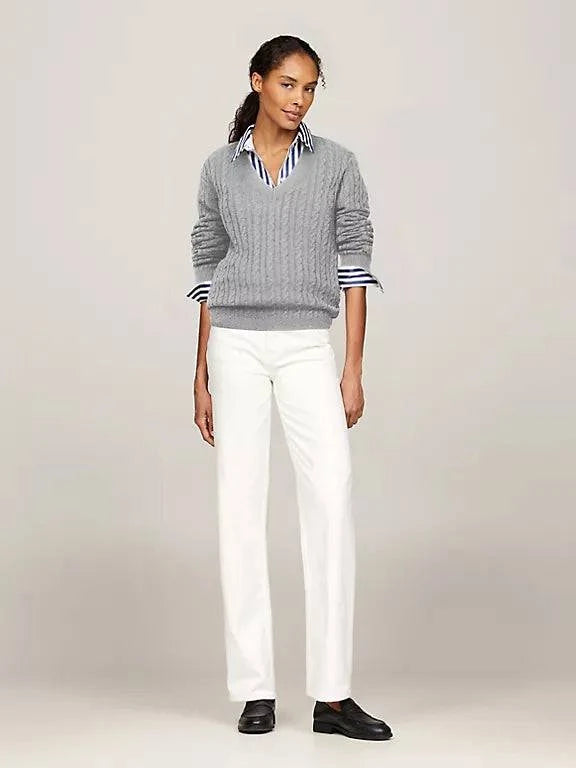 Tommy Hilfiger - Cable Knit Wool-Blend V-Neck Sweater - STT Mall HK 靚太網購