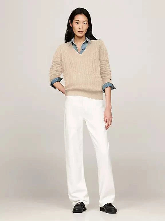 Tommy Hilfiger - Cable Knit Wool-Blend V-Neck Sweater - STT Mall HK 靚太網購