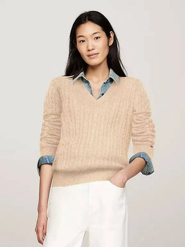 Tommy Hilfiger - Cable Knit Wool-Blend V-Neck Sweater - STT Mall HK 靚太網購