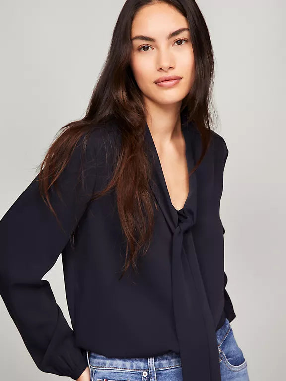 Tommy Hilfiger - Relaxed Fit Tie-Neck Top