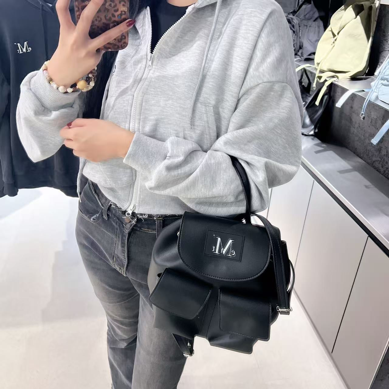 韓國 Mucent Aren Two Pocket Leather Mini Backpack【MU101】