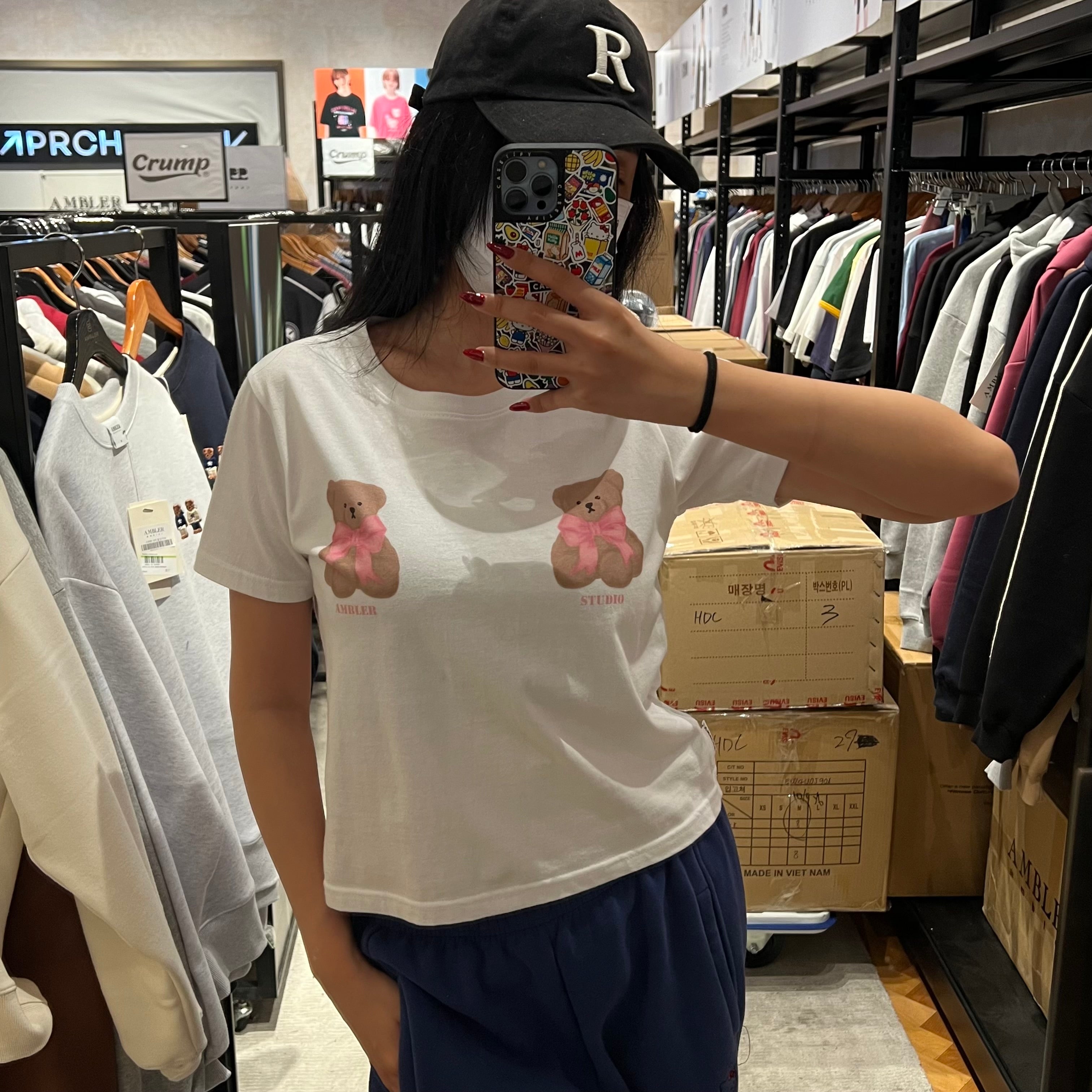 韓國 Ambler Ribbon Bear Crop Short Sleeve T-shirt 【AR003】 - STT Mall HK 靚太網購