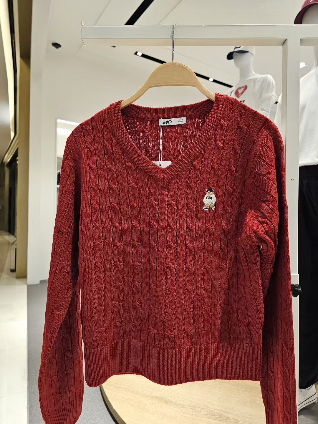韓國 SPAO Cable V-neck Crop Sweater【SP210】