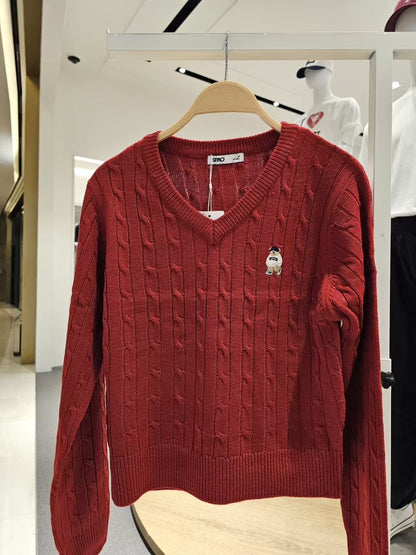 韓國 SPAO Cable V-neck Crop Sweater【SP210】