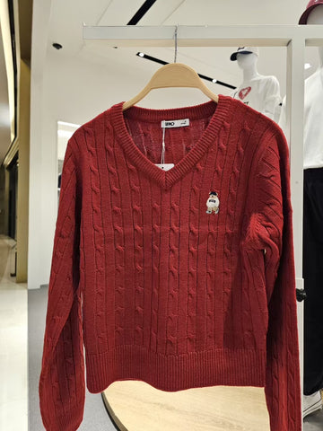 韓國 SPAO Cable V-neck Crop Sweater【SP210】
