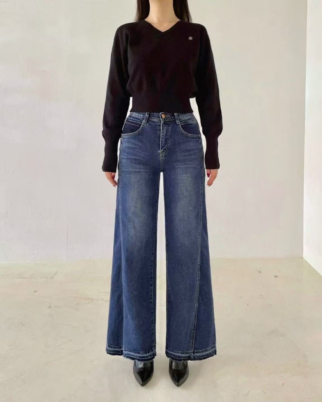 韓國 HowLuk 牛仔褲 刷薄毛 (冬季款)【H5616_1】