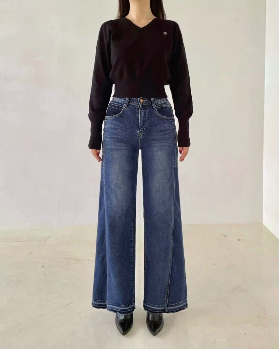 韓國 HowLuk 牛仔褲 刷薄毛 (冬季款)【H5616_1】