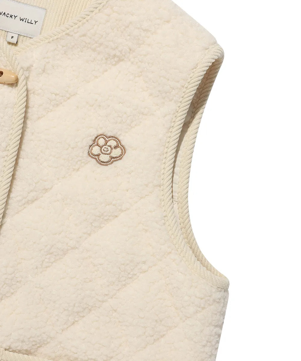 韓國 Wacky Willy Women's Quilted Boucle Vest【WW072】
