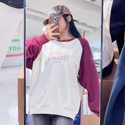 韓國 Marithe Francois Girbaud Classic Logo Color Block Raglan Sweatshirt【MF657】