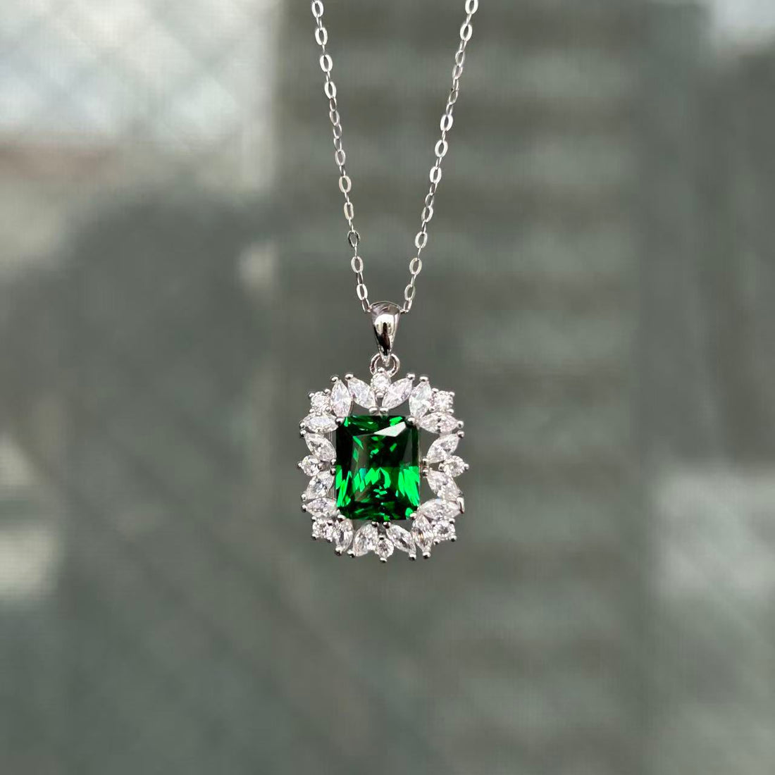 日本直送 綠尖晶銀項鍊【JS405】