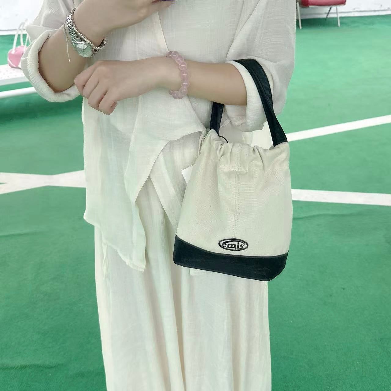 韓國 EMIS Canvas Tote Bucket Bag【ES084】