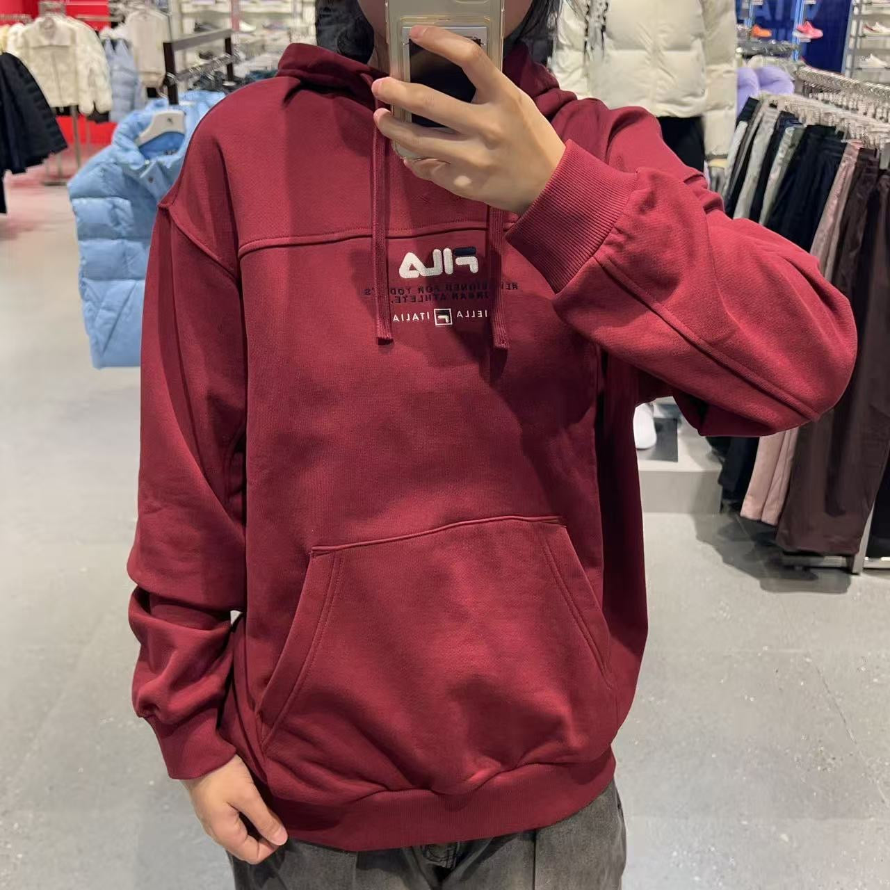 韓國 FILA Unisex Colorblock Logo Hoodie【FA036】