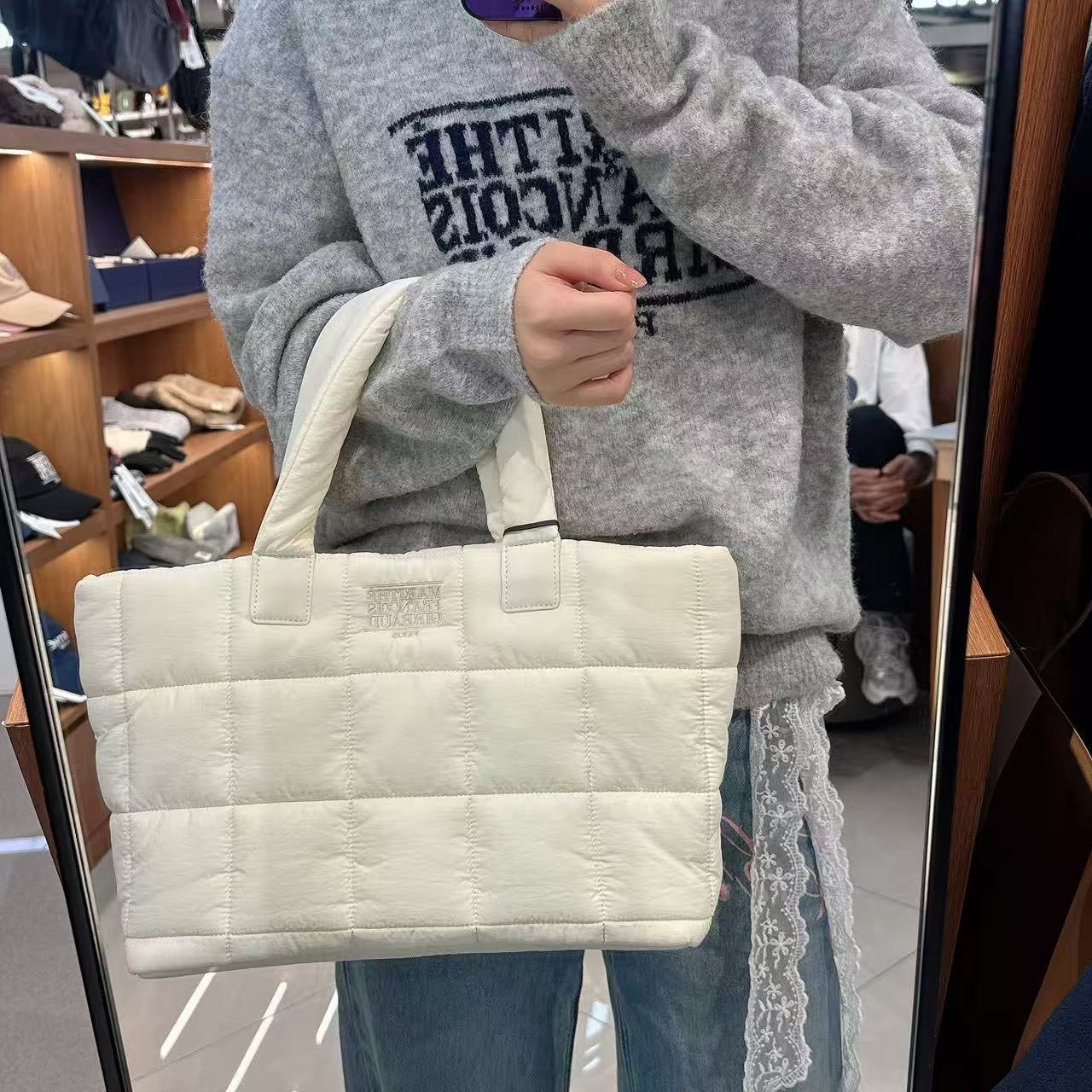 韓國 Marithe Francois Girbaud Classic Logo Padding Tote Bag【MF775】