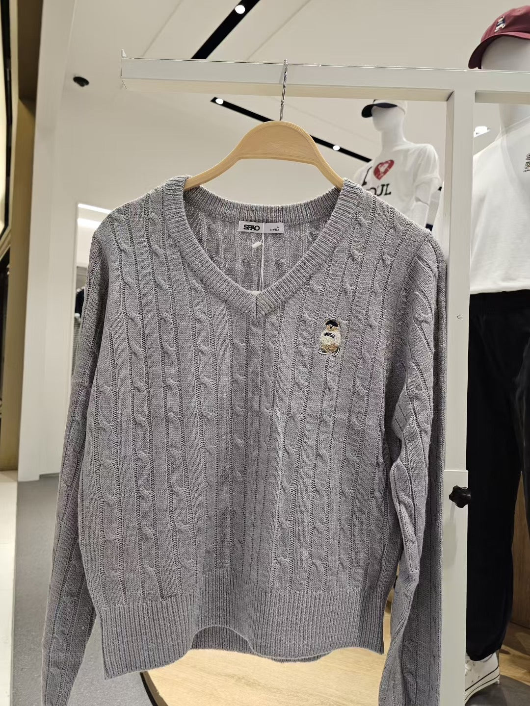 韓國 SPAO Cable V-neck Crop Sweater【SP210】