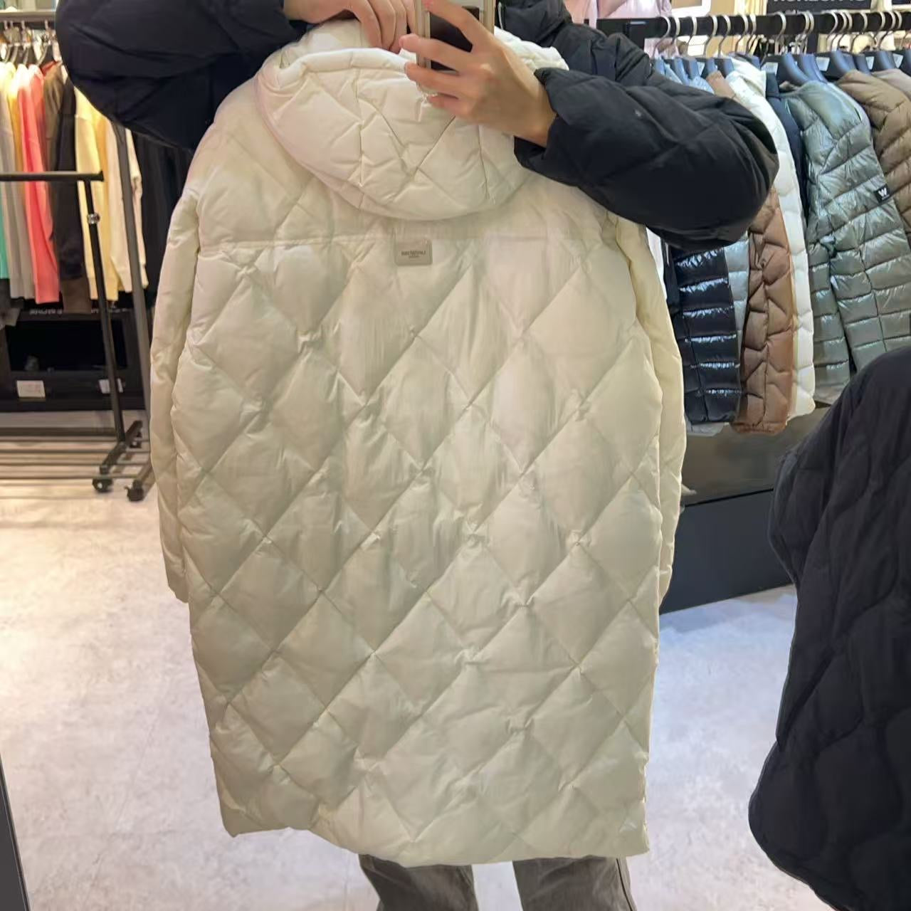 韓國 LifeWork Women's Lite Diamond Quilted Long Hooded Down Jumper (鴨絨)【LW035】