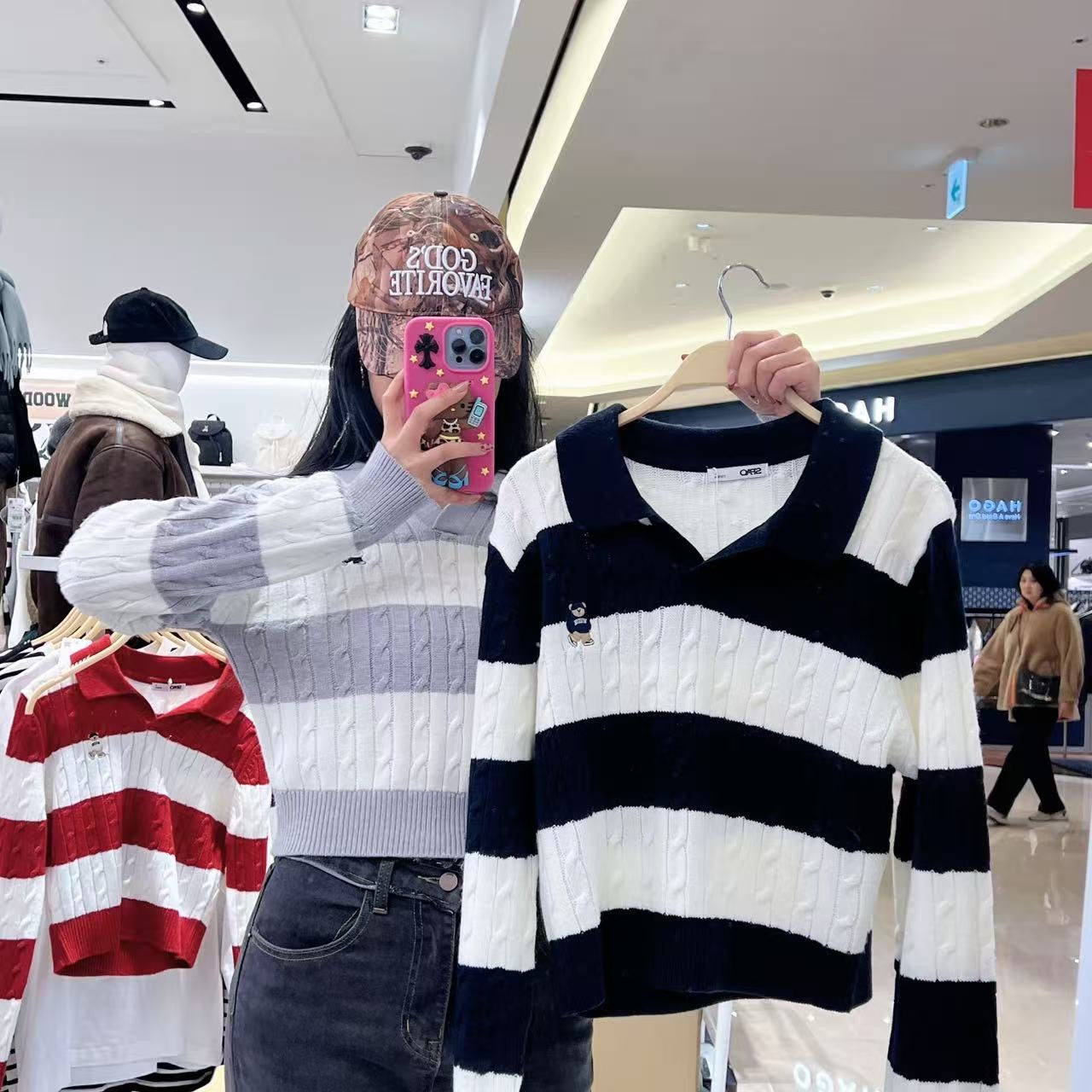 韓國 SPAO Cable Semi-Open Crop Sweater【SP211】