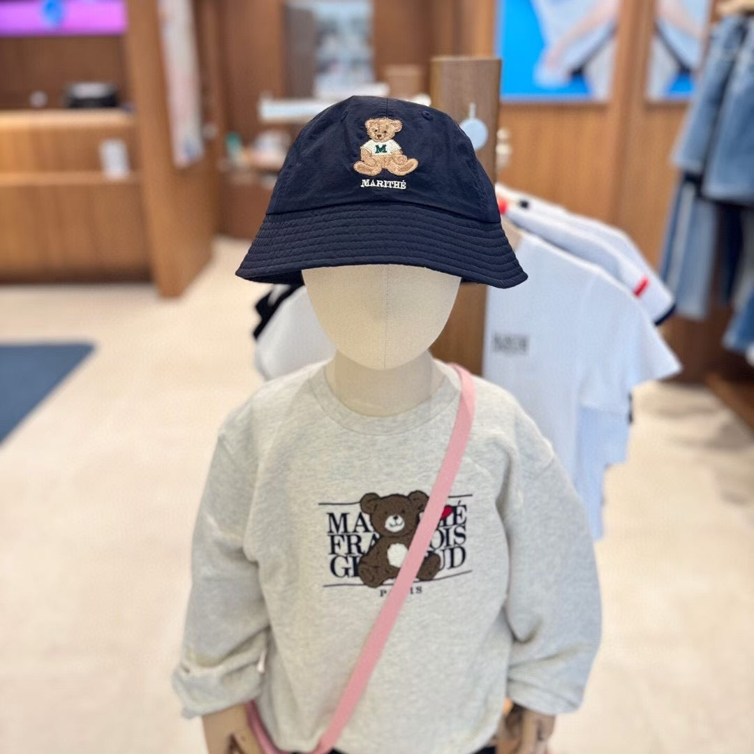 韓國 Marithe Francois Girbaud Enfant Bear Embroidery Round Bucket Hat【MF708】